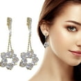 thumbnail image 2 of BNNG Elegant Cubic Zirconia Earrings Multicolor Flower Shape Ladies Water Drop Pendant Earrings Super Shiny Diamond Stud Earrings Light Earrings Cubic Zirconia Chandelier Earrings, 2 of 5