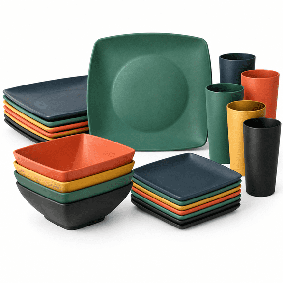 40-piece Plates And Sets For 10 Plastic Square Dinnerware