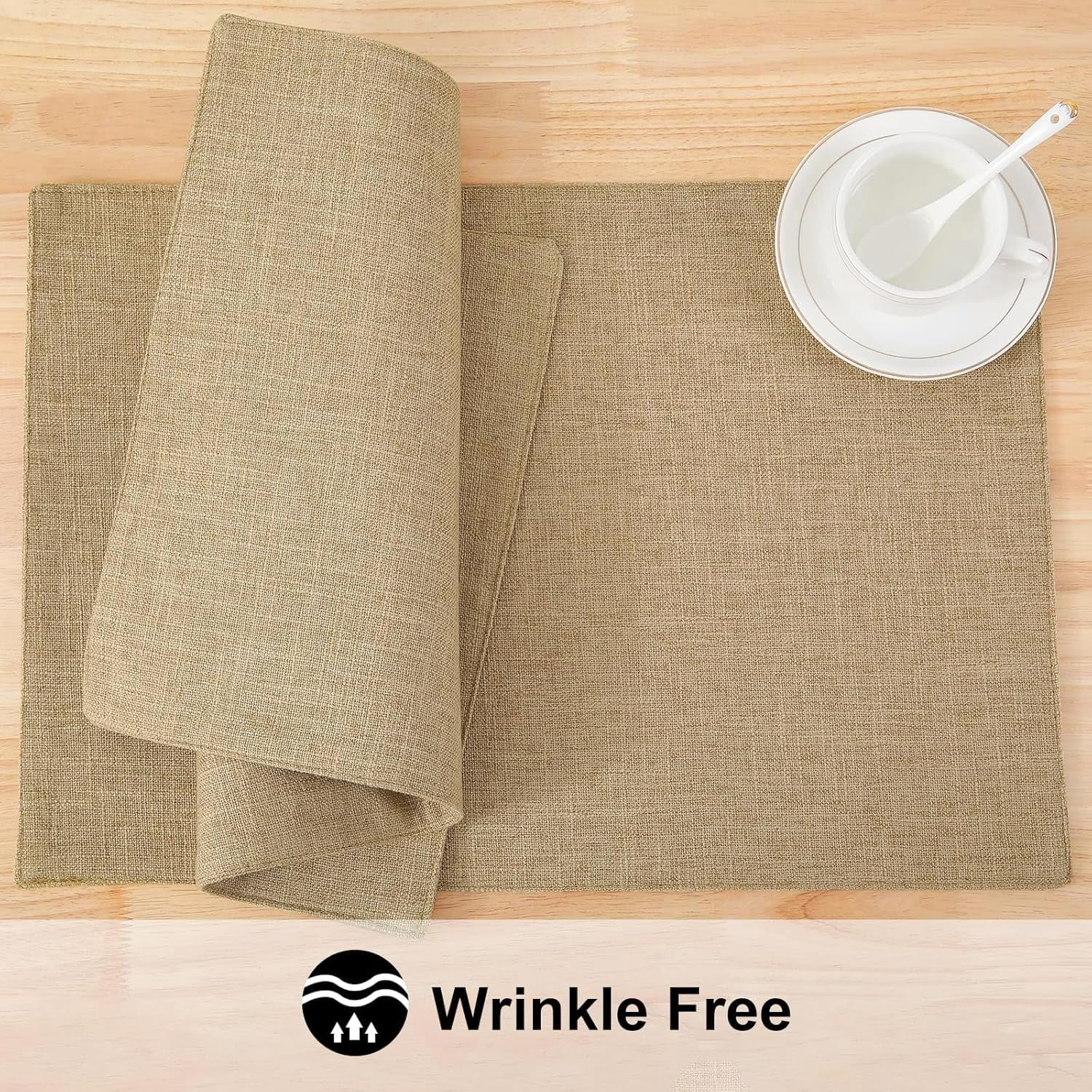 Flaxen Cloth Placemats Set of 8 Cotton Linen Blend Washable Dining Table Mats for Indoors & Outdoors, Easy to Clean, 13 x 19 Inch