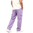 thumbnail image 7 of Sevevn Boys Cargo Pants with Drawstring Elastic Waist Casual Straight Leg Jogger Trousers with Functional Side Pockets Relaxed Fit Everyday Pants for School Play and Outdoor Activities, 7 of 7