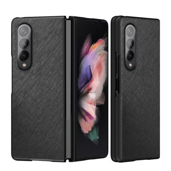 SaniMore for Samsung Galaxy Z Fold 4 (7.6" 2022) Case, Durable Wear-resstant PU Leather Skin + Shockproof Anti-drop Anti-scrcatch No-fingerprint Protective Shell for Samsung Galaxy Z Fold 4, Black
