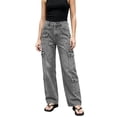 thumbnail image 2 of Zysthvn Jean Pants for Women Denim Casual Straight Leg Womens Trousers Pants High Waisted Loose Solid Button with Pockets Zipper Pants, 2 of 8