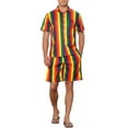 thumbnail image 2 of INSPIRE CHIC Hawaiian Rainbows 2 Pieces for Men's Father's Day Gift VaCatsion Beach Shirt and Shorts Sets XL Red Orange, 2 of 5