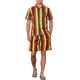 thumbnail image 2 of INSPIRE CHIC Camiseta y pantalones cortos de playa para hombres, regalo del Día del Padre, 2 piezas, L, rojo y naranja, 2 of 5