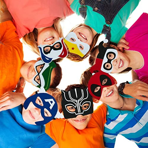 Totteri 30pcs masques de super-héros pour les costumes d'anniversaire d' enfants, masque en feutre cadeau de fête cosplay jouet pour garçons et  filles 