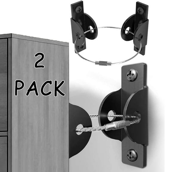 Furniture Straps (2 Pack) Baby Proofing Metal Anti Tip Furniture Anchors Kit, Furniture Wall Straps Secure Heavy Falling Furniture Prevention Straps Toddler and Pet Safety Straps.
