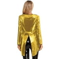 thumbnail image 2 of TiaoBug Woman's Magician Costume Tailcoat Tuxedo Jacket Sequins Long Sleeve Coat Circus Blazer Gold 3XL, 2 of 7