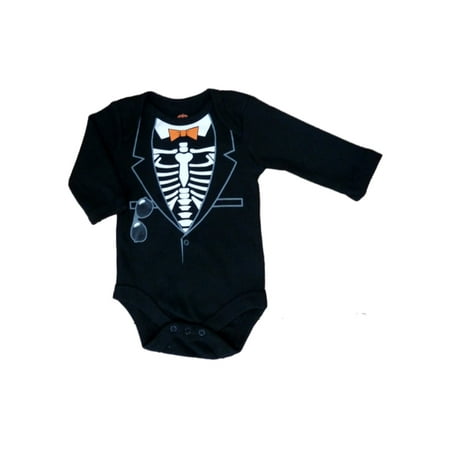 

My Halloween Infant Boys Black Skeleton Tuxedo Bodysuit Creeper 3-6m