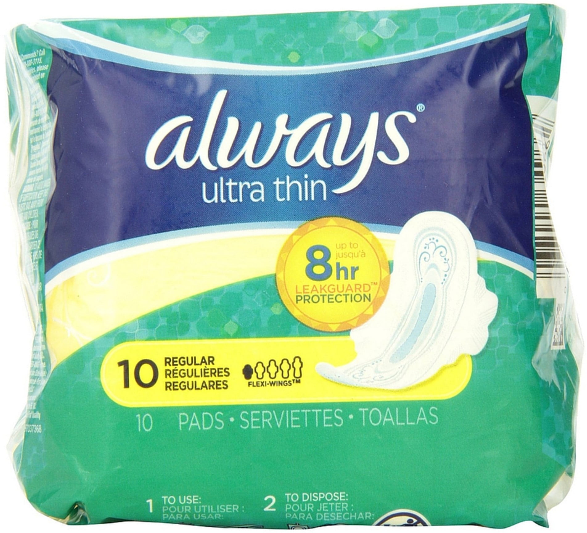 Always Ultra Thin Pads Regular Flexi-Wings 10 ea (Pack of 6) - Walmart.com