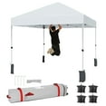 thumbnail image 3 of 10x10 Feet, Portable Outdoor Canopy Tent with Patented Center Locking, Height Adjustable Straight Legs, Hand Wheel Bag Included, Waterproof and UV Protected, Ideal for Outdoor Use, White, 3 of 8