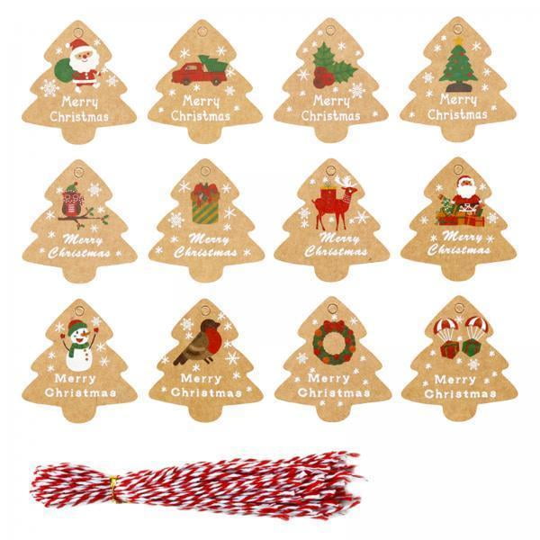 Etiquetas de papel kraft,suministros de navidad etiquetas papel de regalo etiquetas para fiestas,etiquetas de etiquetas de árbol de santa claus,Etiqueta de papel Kraft 6 piezas