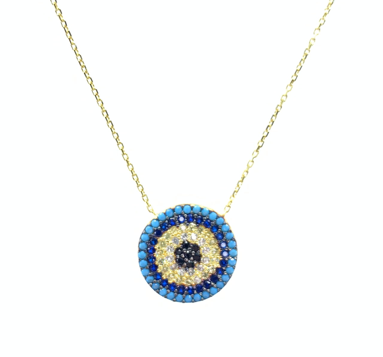 All in Stock Multicolor CZ Round Evil Eye Necklace GoldToned Plated Sterling Silver Walmart