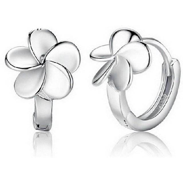 Pendientes de mujer ZHAOCHENG en plata de ley 925 con forma de aro y flores