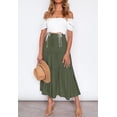thumbnail image 3 of Women's Boho Elastic High Waist A Line Ruffle Swing Beach Maxi Skirt with Pockets, 3 of 9