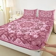 thumbnail image 3 of Manfei Bohemian Mandala Bed Sheets 4pcs for Girls Women, Hippie Floral Flower King Sheets, Pink Sheet Set, Breathable Home Decor, 3 of 7