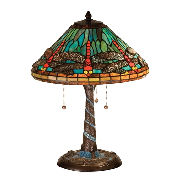Meyda Tiffany - 26682 - Three Light Table Lamp - Tiffany Dragonfly - Mahogany Bronze-175pack