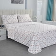thumbnail image 4 of Viviland Floral Twin Size Sheet Set, Orange Flower Printed Bed Sheets for Girls, 3-Piece Microfiber Single Fitted Sheet with 15" Deep Pocket, 4 of 9