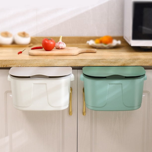 ¡No Te Lo Pierdas!, Cubo de basura para cocina, para el hogar, para colgar en el escritorio, para recoger restos de té, con tapa, para montar en la pared Akmoler