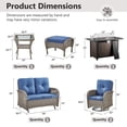 thumbnail image 4 of Opohoro 7 Pieces Outdoor Conversation Set with 43" Metal Fire Pit Table, Gray Rattan Loveseat Set with Swivel Rocker Chairs and Ottomans, Blue for Patio Backyard, 4 of 19