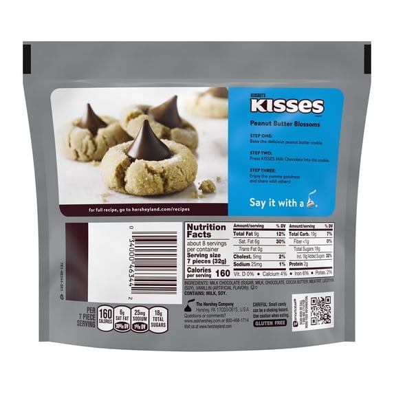 HERSHEY'S KISSES Milk Chocolate Candy Share Pack, 9.5 oz