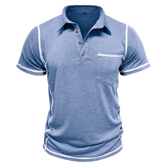 Gytharion Mens Pullover Shirts, Short Sleeve Turndown Collared Button T Shirt with Pockets Big And Tall Men's Basic Tee Shirt