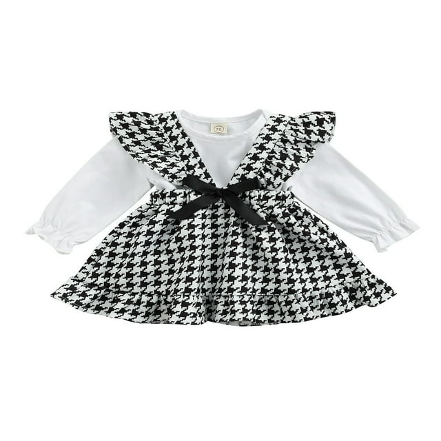 Infant Newborn Baby Girls Clothes Ruffle Romper Plaids Skirts Overalls Outfits Autumn Spring Sets White 3-6 Months