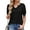 Black, variant on Women's Solid Color V-Neck Lace Patchwork Short-Sleeved Loose T-Shirt Top