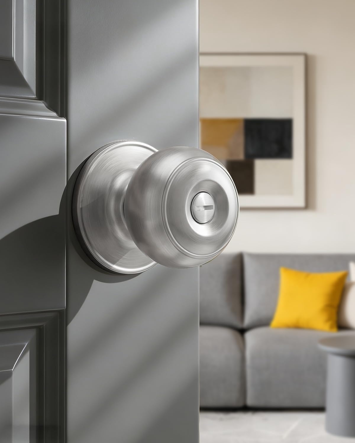 Black Door Knobs, 10 Pack Privacy Door Knobs Interior Door Knob for Bedroom/Bathroom Keyless Doorknobs Interior/Exterior Lockset, Black Modern Design Door Hardware
