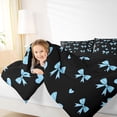 thumbnail image 3 of Erosebridal Fashion Bow Heart Twin Comforter Sets for Girls, Blue Bow Bedding Set for Kids Teens, Black Reversible, 2-Piece, 3 of 6