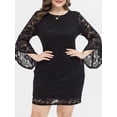 thumbnail image 3 of Vestido, Vestido de encaje de talla grande para mujer Vestido elegante de fiesta de noche negro Tomshoo 4X-grande, 3 of 7