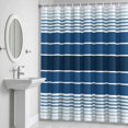 thumbnail image 5 of Minimalist Shower Curtain for Bathroom Decor, Country Dark Blue Gradient Stripes Waterproof Fabric Shower Curtain, 72"x78" Set with 12 Hooks, 5 of 9