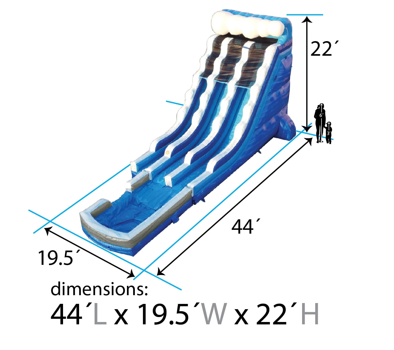 TentandTable Commercial Inflatable Water Slide, Blue Marble with Blower, 22 ft