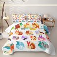 thumbnail image 2 of Erosebridal Cartoon Alphabet Letter Bed Spread Queen for Boys Girls, Cute Lion Animal Queen Coverlet Set, 3 Pieces, 2 of 7