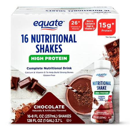 Equate High Protein Nutritional Shakes, Chocolate, 8 fl oz, 16