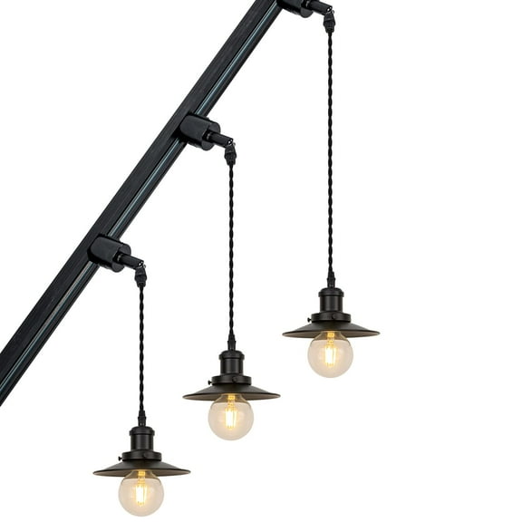 KAYYELAMP 3-Pack Inclined Position Roof Tracking Lamp H-Type Adjusted Rotated Angle 3.2 Ft Wire Whole Black Metal Droplight Vintage Design Droplight for Home(No Bulb, Track)