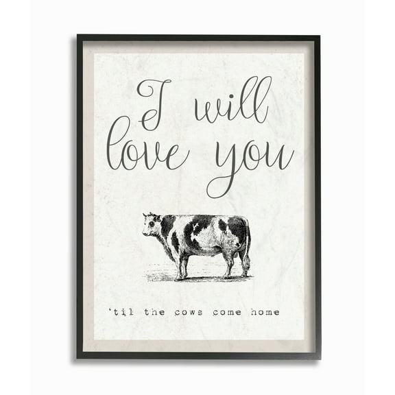 Stupell Love You Till The Cows Come Home Framed Giclee Texture Art 16 x 20