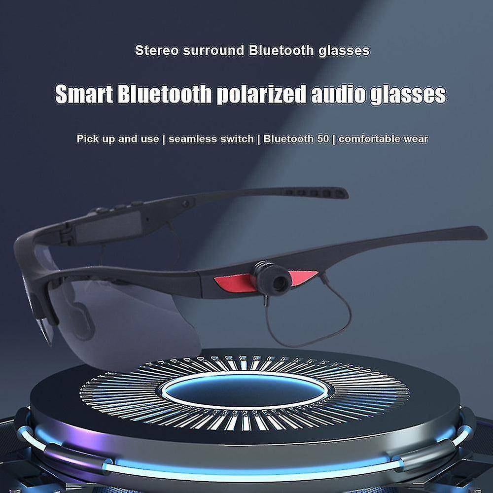 Teblint Sports Sunglasses, Wireless Bluetooth Headset with Sports Polarized Sunglasses, Smart Glasses Headphone Built-in Mic for Outdoor Cycling Running Driving Fishing (Black)