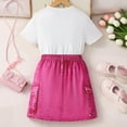 thumbnail image 4 of Shadoumai Girls 2 Piece Outfits Summer Clothes Short Sleeve Drop Shoulder Shirt and Skirt with Built-in Shorts Athletic Sets, 4 of 8