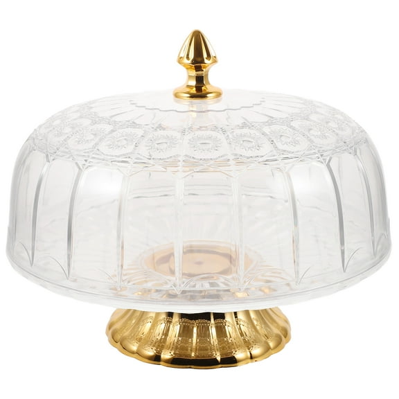 OUNONA Transparent Plastic Food Tray with Lid for Storage Wide Base Tall Food Plate Smooth Edges 7.5 Inches