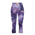 thumbnail image 4 of SCRAWLGOD Violet Marble Print Soft Capri Leggings with Pockets for Women High Waist Tummy Control Crop Leggings Slim Breathable 3/4 Stretch Athletic Yoga Lounge Tights, XS, 4 of 7
