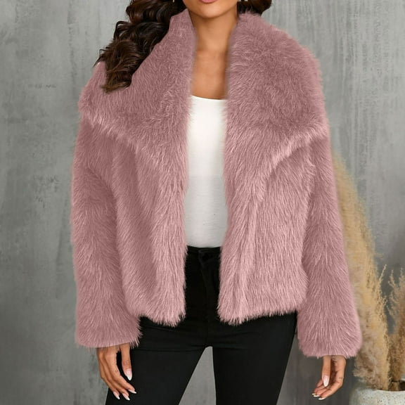 Aloohaidyvio Jackets Women's Winter Faux Fur Bolero Jacket Loose Formal Faux Fur Coat