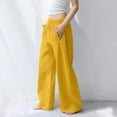 thumbnail image 6 of Stamzod Womens Wide Leg Sweatpants Solid Color Elastic Waist Baggy Pants with Pocket Casual Athletic Palazzo Pants for Women Yellow M, 6 of 9