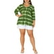 thumbnail image 2 of Tops de mujer plus size Agnes Orinda con rayas de teñido anudado, cuello en V, mangas 3/4, blusas casuales 1X verde, 2 of 6