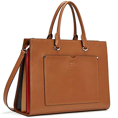 CLUCI Mallette en Cuir pour Femmes Ordinateur Portable 15.6 Pouces Professionnel Travail d'Affaires Sac à Main d'Ordinateur Marron