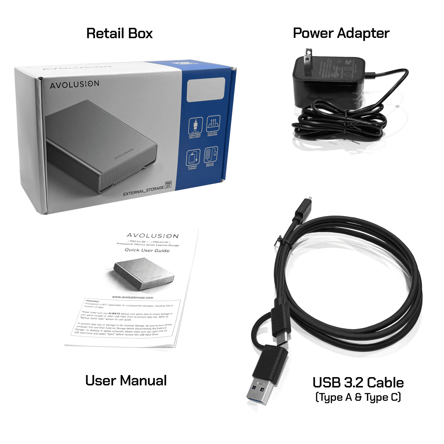 Avolusion PRO-G1 Series 8TB USB 3.2 Gen 2 USB-C External Hard Drive with USB Hub for Windows or MacOS Desktop PC / Laptop (Silver)