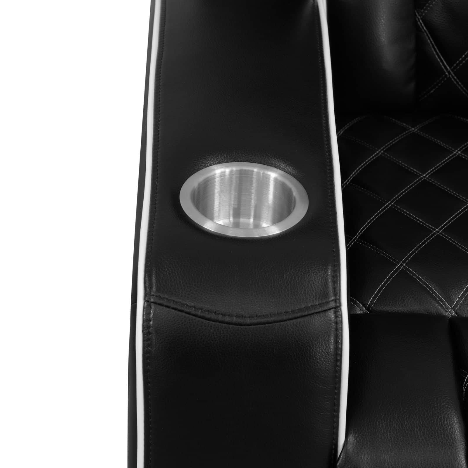 Electric Power Recliner Chair with Cup Holder, Adjustable Headrest Leather Recline Home Theater Seating with USB Port,Led, Black