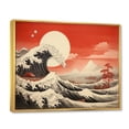 thumbnail image 2 of Designart "The Red Great Wave A Masterpiece from Kanagawa III" Nautical & Beach Floater Framed Wall Art Living Room, 2 of 7