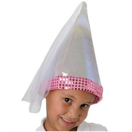 Renaissance Costume White Princess Hat with Pink Sequins