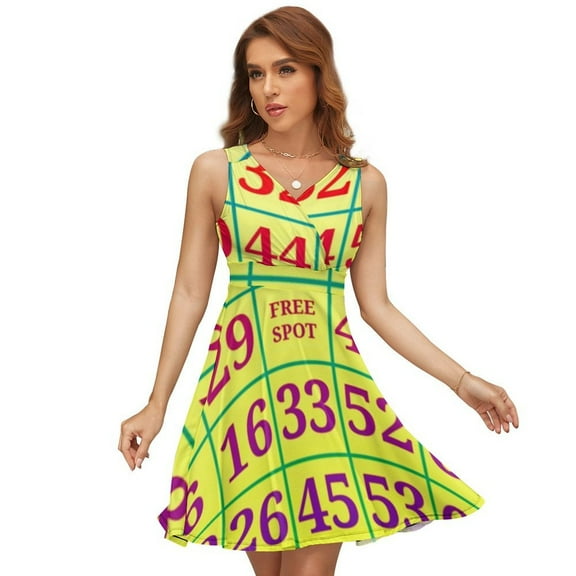 Best Play Bingo Dress Summer Street Style Dresses Female Sleeveless Printed Sundress