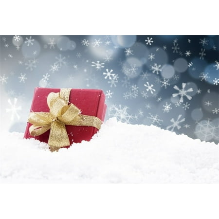 Image of MOHome 7x5ft Gift Box On Snow Field Backdrop Christmas Snowflake Winter Photography Background Lovers Kid Baby Child Girl Artistic Portrait Happy New Year Photo Studio Props Video Drape